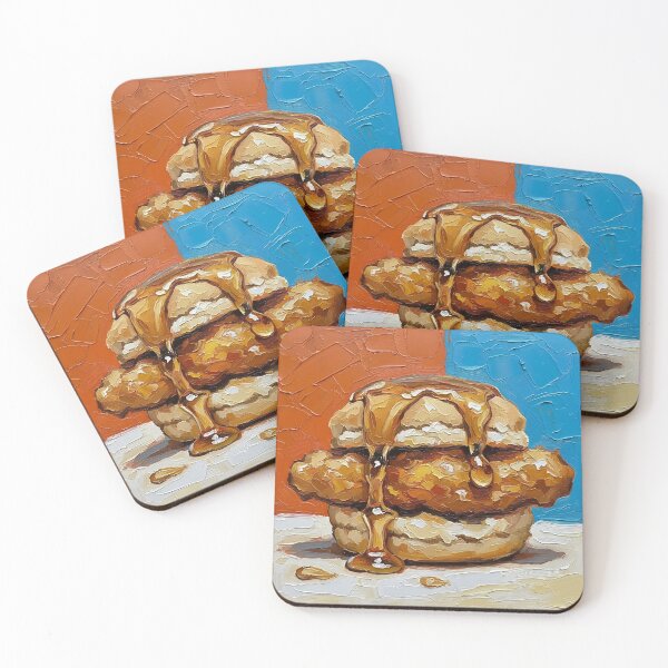 Item preview, Yummy Honey Chicken Biscuit Palette Knife Painting Breakfast Art designed and sold by GymTanLaundry.
