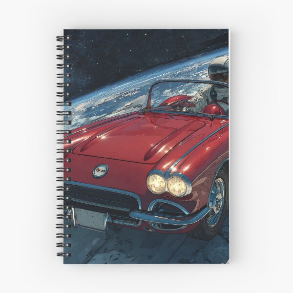 Item preview, Lifelike cartoon of an astronaut driving a red corvette on the moon designed and sold by dcrc.