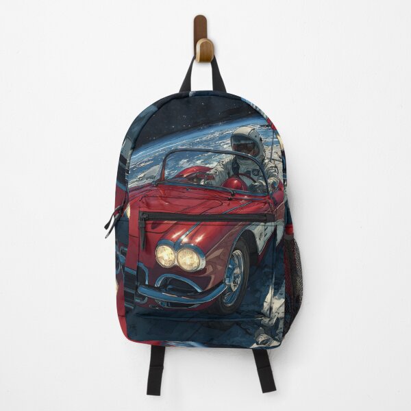 Item preview, Lifelike cartoon of an astronaut driving a red corvette on the moon designed and sold by dcrc.