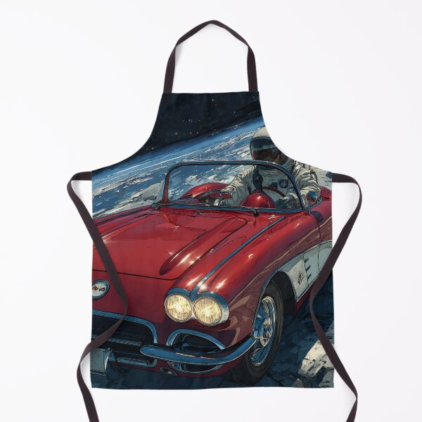 Item preview, Lifelike cartoon of an astronaut driving a red corvette on the moon designed and sold by dcrc.