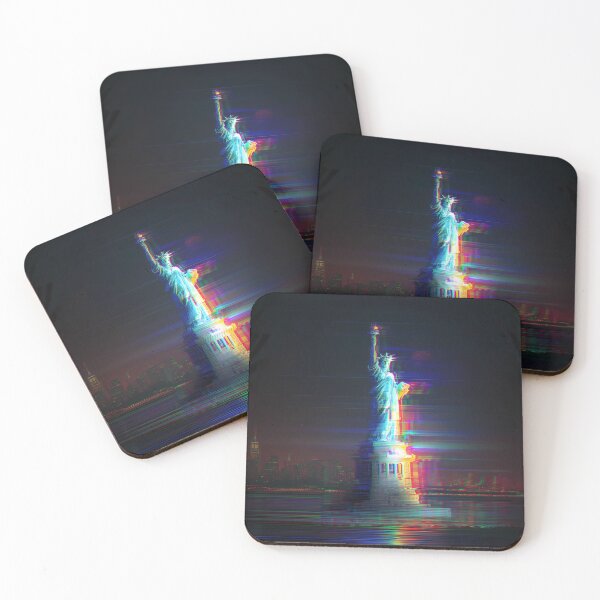 Item preview, Neon Glitch Statue of Liberty at Night designed and sold by ClubVacay.