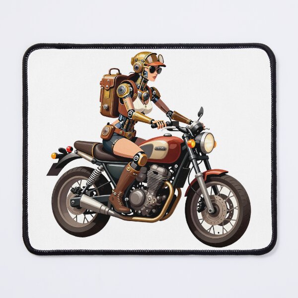 Artikelvorschau, Android-Roboter auf einem Motorrad entworfen und verkauft von Mia's Menagerie.