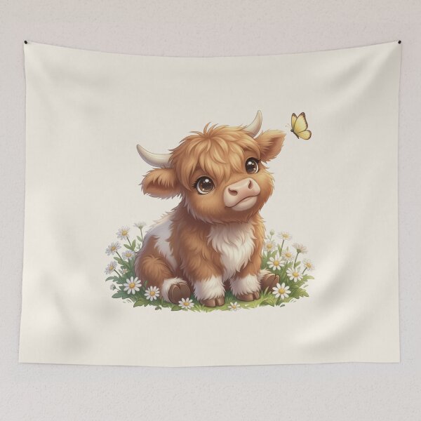 Item preview, Moo In Bloom Fluffy Highland Calf Daisy Field designed and sold by HumTumMe.