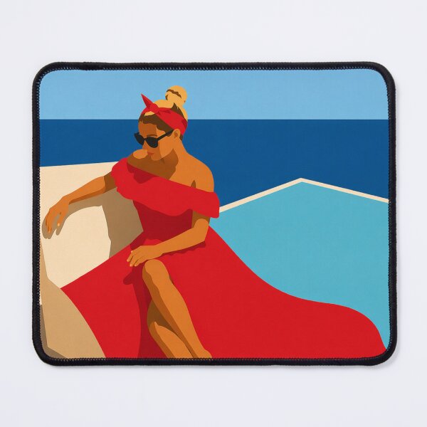 Item preview, Elegant Woman Red Dress Seaside Minimal Illustration designed and sold by Creative_Canvas.