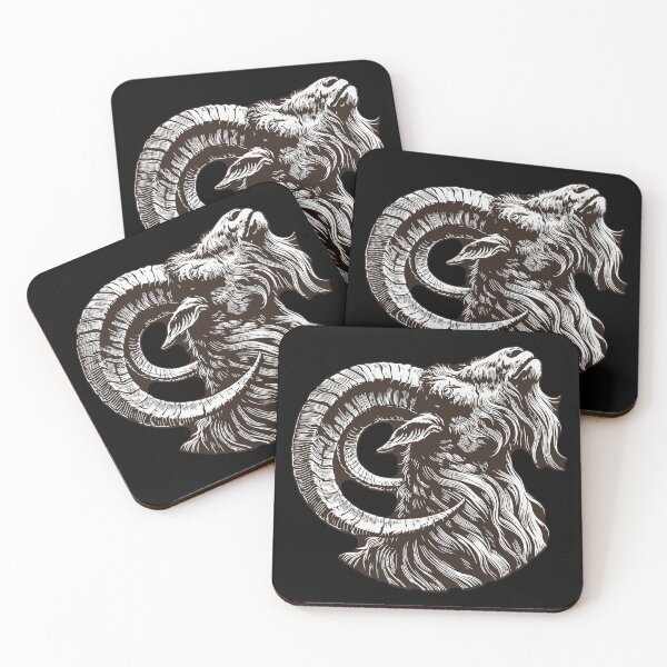 Item preview, Powerful Ram with Massive Curved Horns Monochrome Art designed and sold by RamyGallery.
