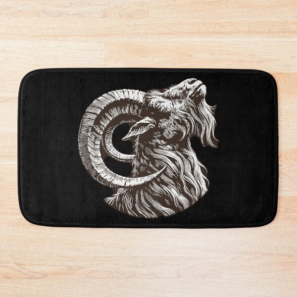 Item preview, Powerful Ram with Massive Curved Horns Monochrome Art designed and sold by RamyGallery.