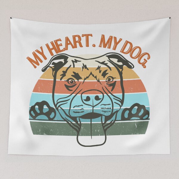Item preview, Retro My Heart My Dog Pitbull Vintage Sunset designed and sold by VibranPalette.
