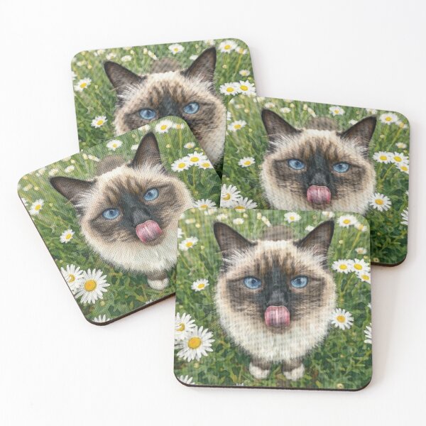 Item preview, Funny Siamese Cat in Daisy Field - Floral Art (amadesign) designed and sold by AmaWearDesign.