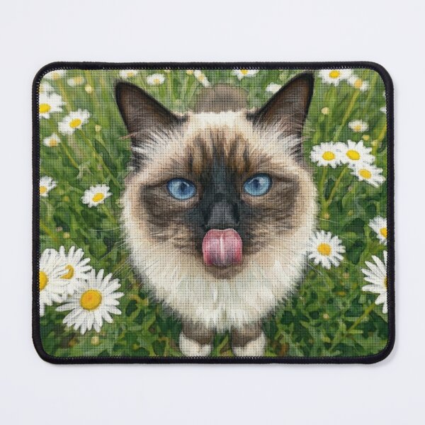 Item preview, Funny Siamese Cat in Daisy Field - Floral Art (amadesign) designed and sold by AmaWearDesign.