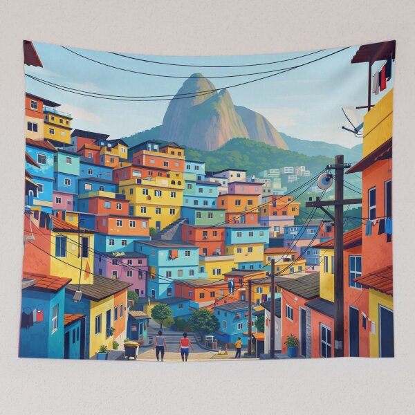 Item preview, Rio Favela Colorful City Illustration designed and sold by Creative_Canvas.