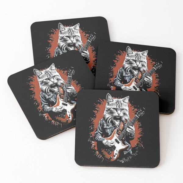 Item preview, Cool Rockstar Cat Playing Electric Guitar Pop Art designed and sold by RamyGallery.