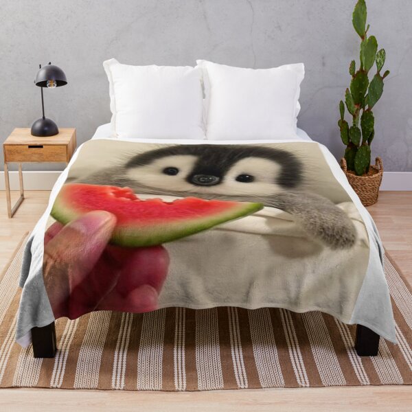 Item preview, Cute Baby Penguin with Watermelon – Adorable Kawaii Animal Art designed and sold by Jesus-istheway.