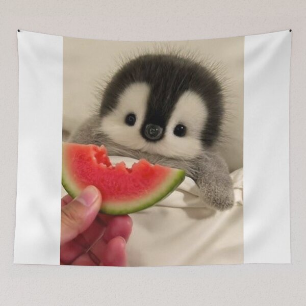Item preview, Cute Baby Penguin with Watermelon – Adorable Kawaii Animal Art designed and sold by Jesus-istheway.