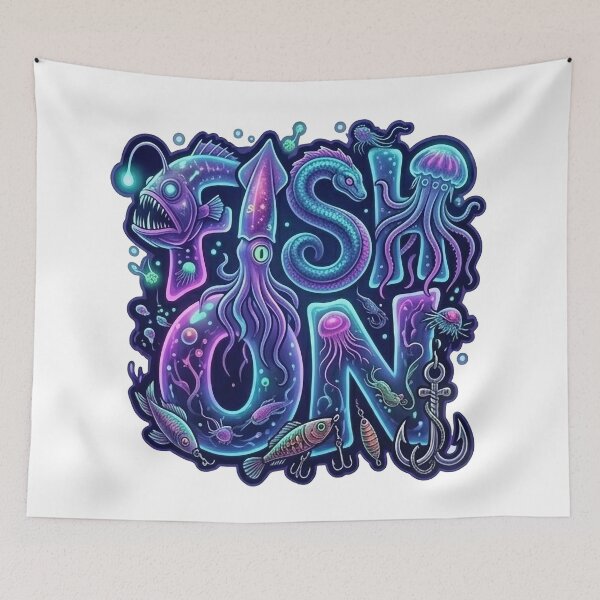 Item preview, Fish On Deep Sea Angling Art - Bioluminescent Ocean Creature Sticker designed and sold by SasquatchTrail.