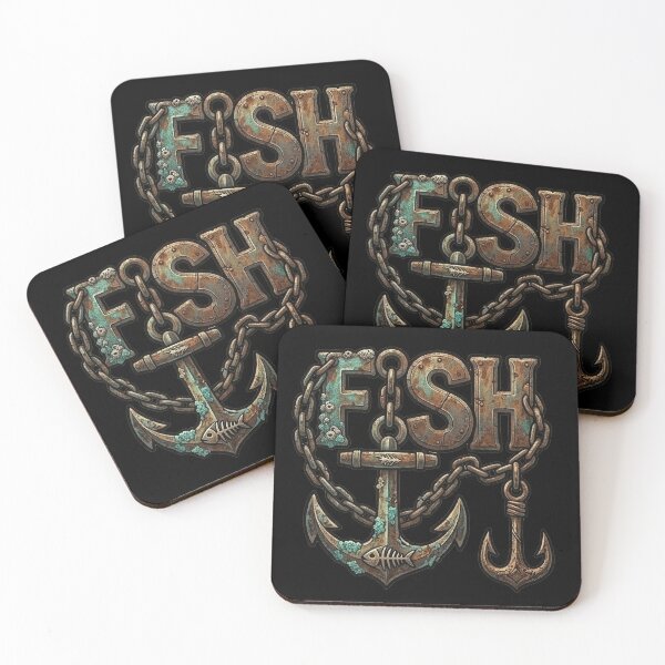 Item preview, Rustic Nautical Anchor Fish Art - Vintage Rusty Chain & Hook Design designed and sold by SasquatchTrail.