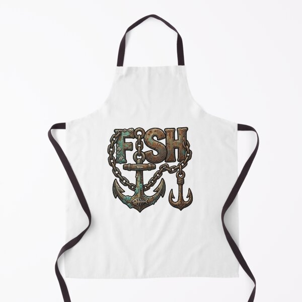 Item preview, Rustic Nautical Anchor Fish Art - Vintage Rusty Chain & Hook Design designed and sold by SasquatchTrail.