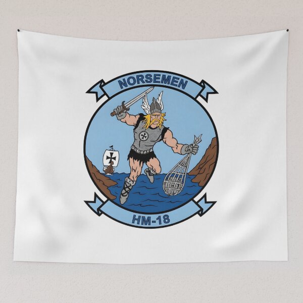 Item preview, US Navy HM-18 Norsemen Helicopter Mine Countermeasures Squadron Patch designed and sold by CharlieDesings.