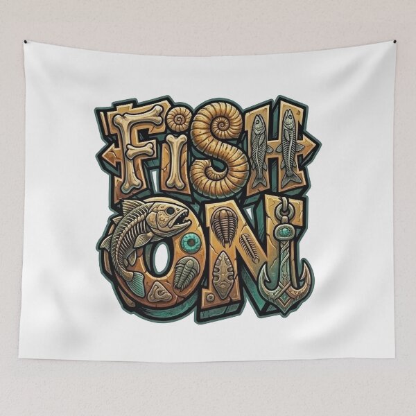 Item preview, Fish On Prehistoric Fossil Art - Ancient Paleontology Fishing Design designed and sold by SasquatchTrail.