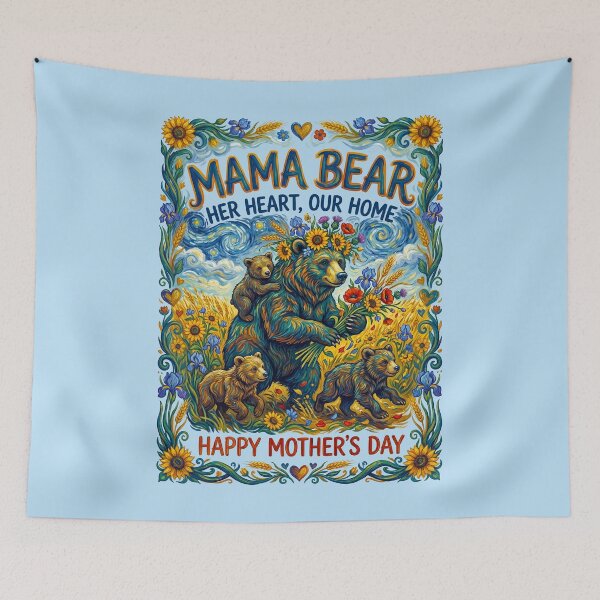 Item preview, Mama Bear Hugging Cubs Sunflower Field designed and sold by TeeARTHY.