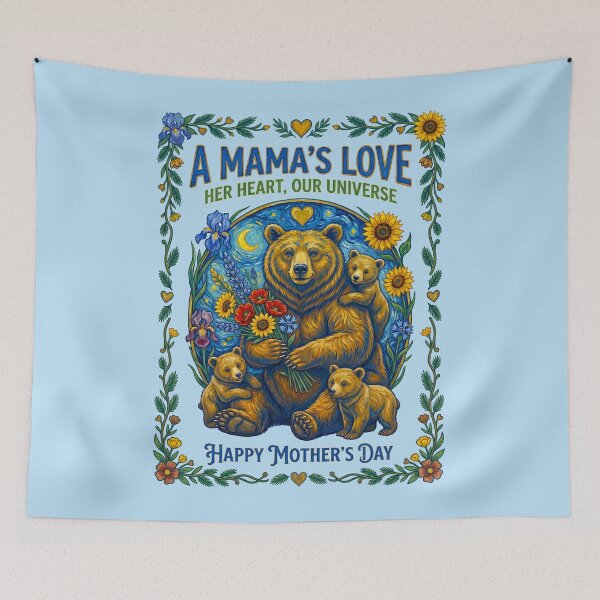 Item preview, Mother Bear Cradling Cubs Sunflower  designed and sold by TeeARTHY.