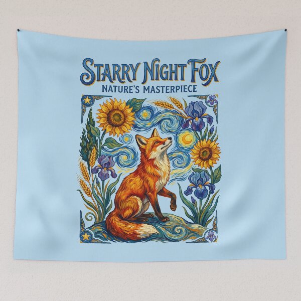 Item preview, Fox Sitting Under Starry Night Sky designed and sold by TeeARTHY.