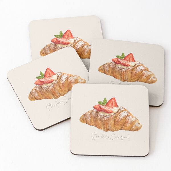 Item preview, French Bakery Pastries | Strawberry Croissant Art designed and sold by simplepaperplan.