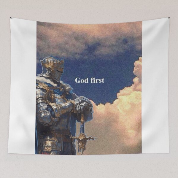 Item preview, God First Knight Aesthetic Christian Motivational Design designed and sold by Jesus-istheway.