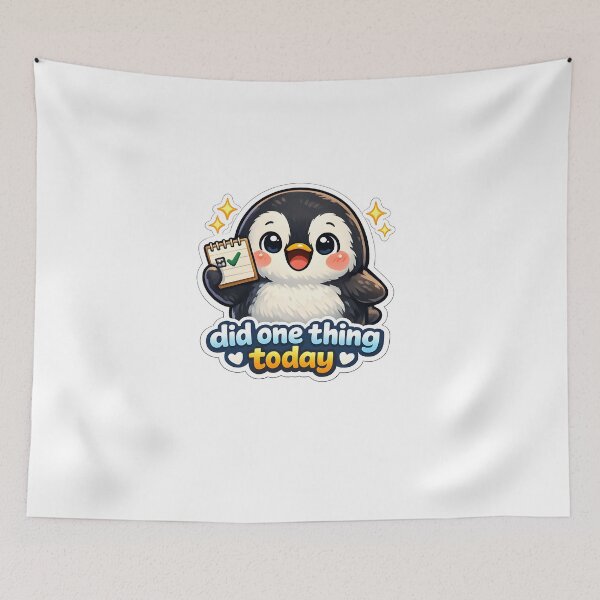 Item preview, "Did One Thing Today" | Cute Penguin Small Wins & Productivity Art designed and sold by Naviora.