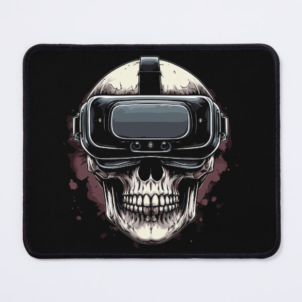 Item preview, Cyberpunk Skull Wearing VR Headset Dark Art designed and sold by RamyGallery.