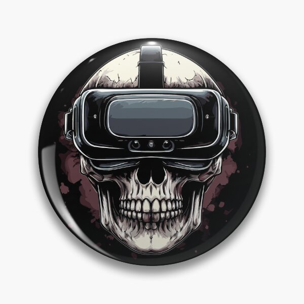 Artikelvorschau, Cyberpunk-Schädel mit VR-Headset – Dunkle Kunst entworfen und verkauft von RamyGallery.