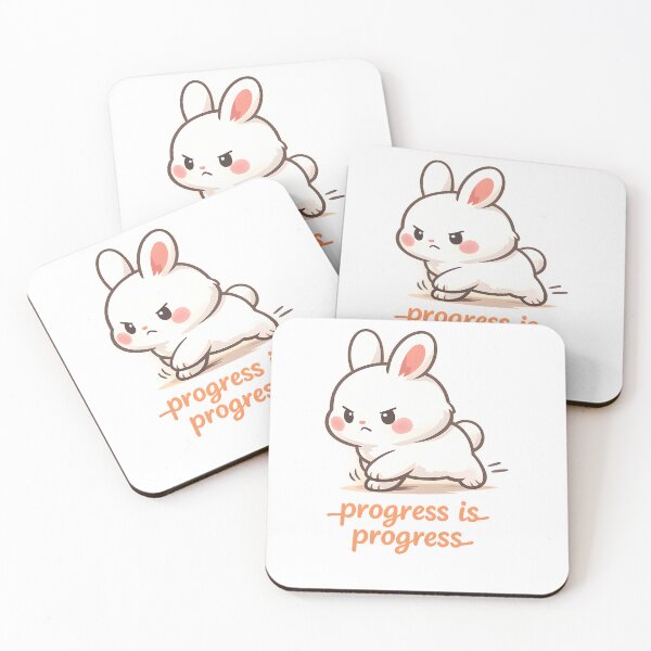 Item preview, "Progress Is Progress" | Cute Determined Bunny & Small Wins Motivation Art designed and sold by Naviora.