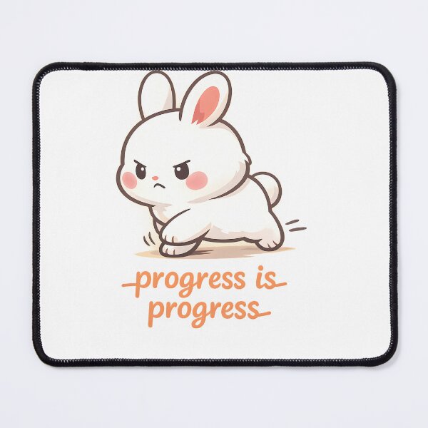 Item preview, "Progress Is Progress" | Cute Determined Bunny & Small Wins Motivation Art designed and sold by Naviora.