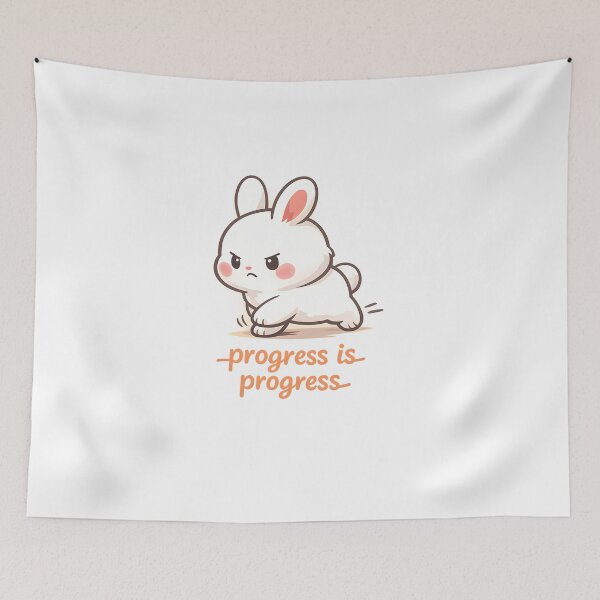 Item preview, "Progress Is Progress" | Cute Determined Bunny & Small Wins Motivation Art designed and sold by Naviora.