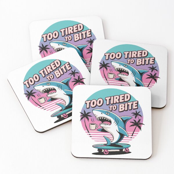 Item preview, Too Tired to Bite Funny Lazy Shark Retro Cartoon Design designed and sold by Mahilis.