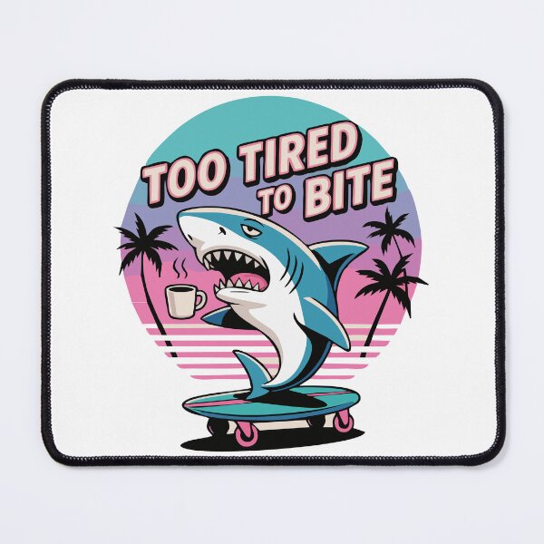 Item preview, Too Tired to Bite Funny Lazy Shark Retro Cartoon Design designed and sold by Mahilis.