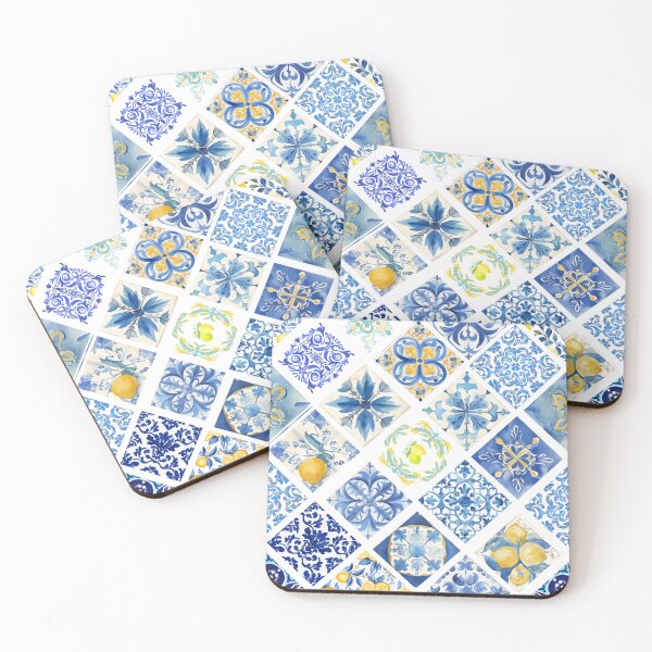 Item preview, Italian Ceramic Tile Pattern Blue Mediterranean designed and sold by Studio SoulShine.