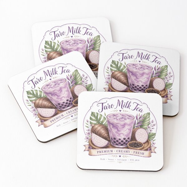 Item preview, Premium Taro Milk Tea - Vintage Watercolor Boba & Taro Root Art designed and sold by BrewmarkStudio.