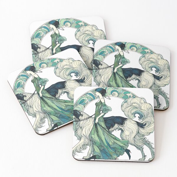 Item preview, ART NOUVEAU BORZOI designed and sold by Foxlindesigns.