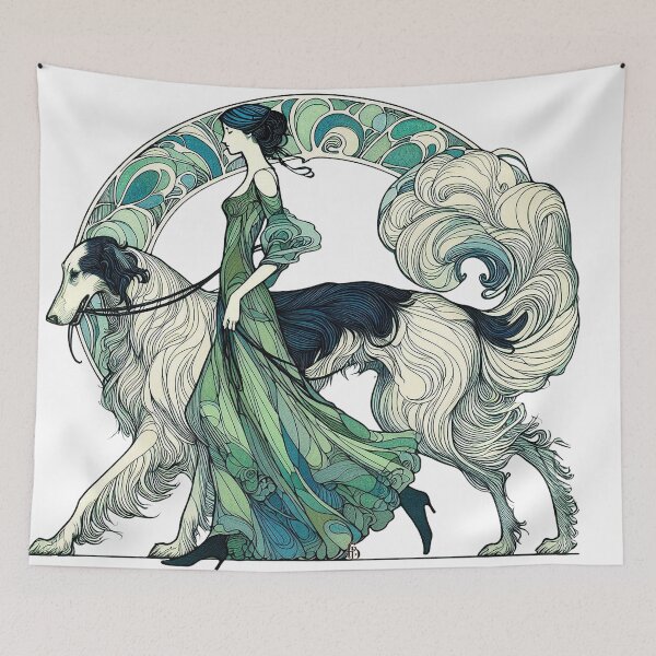 Item preview, ART NOUVEAU BORZOI designed and sold by Foxlindesigns.