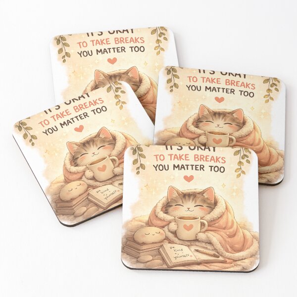 Item preview, Cozy Cat Self Care Illustration – It's Okay to Take Breaks designed and sold by HeavensRoom777.
