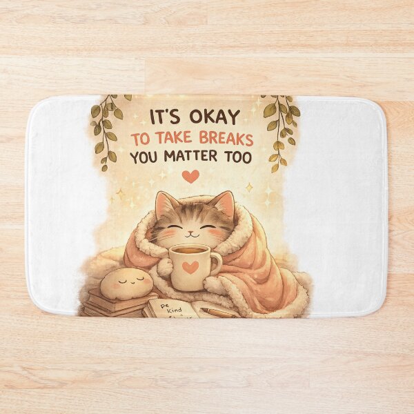 Item preview, Cozy Cat Self Care Illustration – It's Okay to Take Breaks designed and sold by HeavensRoom777.