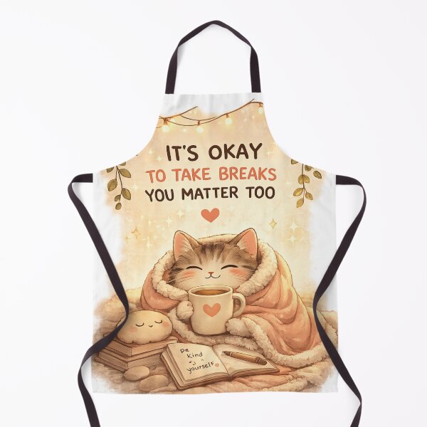 Item preview, Cozy Cat Self Care Illustration – It's Okay to Take Breaks designed and sold by HeavensRoom777.