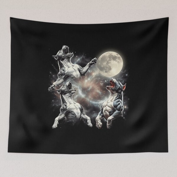 Item preview, AmStaff Howling Moon Lover Dog designed and sold by MosaikkiArt.