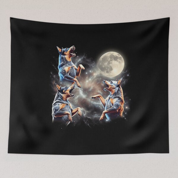Item preview, Australian Cattle Dog Howling Moon Lover Dog designed and sold by MosaikkiArt.