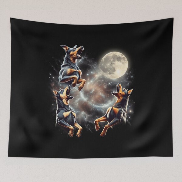 Item preview, Australian Kelpie Howling Moon Lover Dog designed and sold by MosaikkiArt.