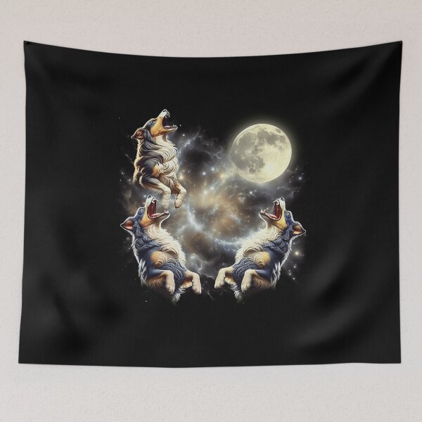 Item preview, Australian Shepherd Howling Moon Lover Dog designed and sold by MosaikkiArt.