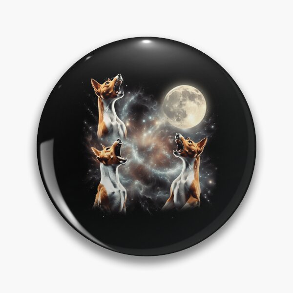 Item preview, Basenji Howling Moon Lover Dog designed and sold by MosaikkiArt.