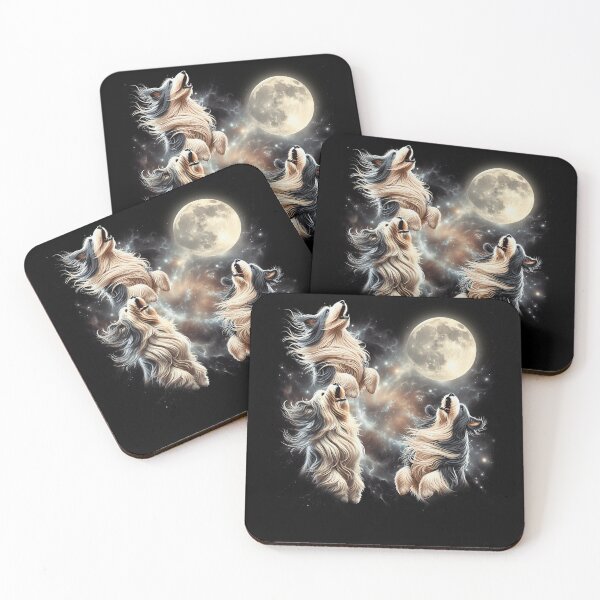 Item preview, Bearded Collie Howling Moon Lover Dog designed and sold by MosaikkiArt.