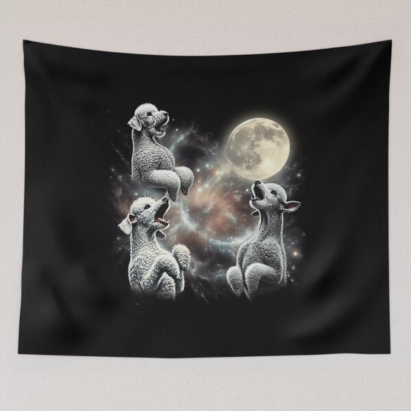 Item preview, Bedlington Terrier Howling Moon Lover Dog designed and sold by MosaikkiArt.