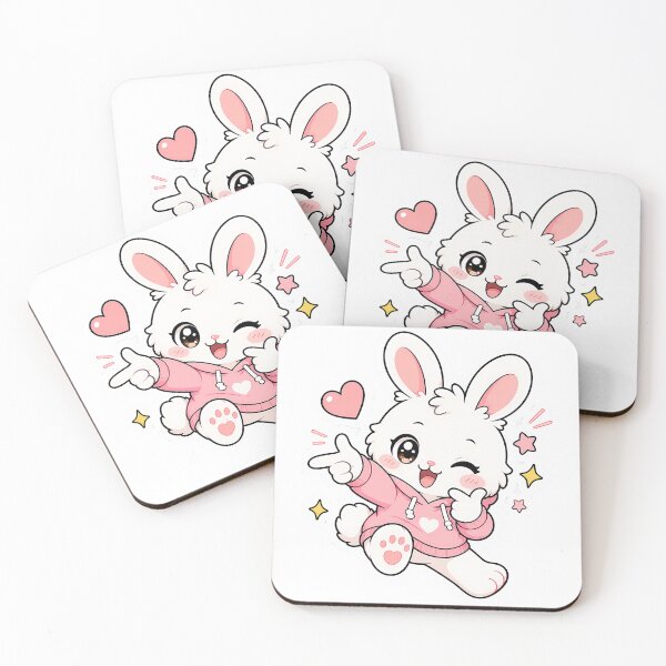Item preview, Cute Kawaii Bunny Making Finger Heart – Adorable Pink Aesthetic Rabbit Love Sticker designed and sold by PuffyInk.